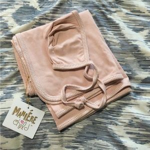 NWT Maniere baby girl blanket and bonnet